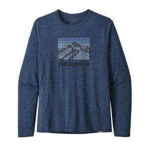 Patagonia Men's Long-Sleeved Capilene Cool Daily Graphic Shirt Small Line Logo Ridge: Stone Blue X-Dye