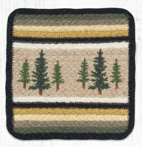 Earth Rugs Tall Timbers Square Trivet 10" Black