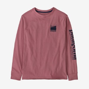 Patagonia Kid's Regenerative Organic Certified Cotton Long-Sleeve Graphic T-Shirt MD Alpine Icon: Light Star Pink