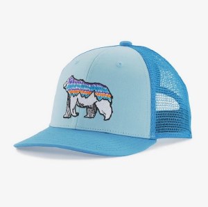 Patagonia Kid's Trucker Hat  Illustrated Fitz Bear: Fin Blue