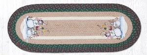 Earth Rugs Birdhouse Snowman Runner 13"x36" Green