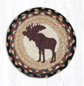 Earth Rugs Bull Moose Coaster 7" Red