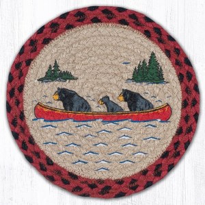 Earth Rugs Canoe Bears Trivet 10" Red