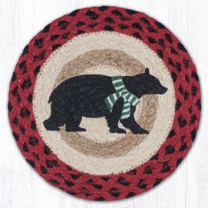 Earth Rugs Green Scarf Bear Trivet 10" Red