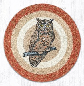 Earth Rugs Owl Trivet 10" Orange