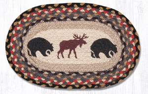 Earth Rugs Black Bear Moose Swatch 10"x15" Winter Sunset
