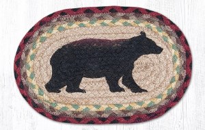 Earth Rugs Cabin Bear Oval Trivet 10"x15" Red