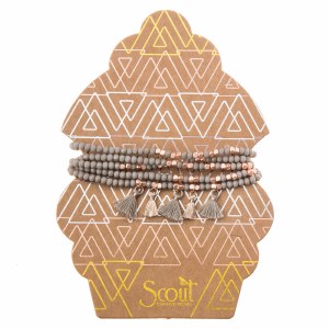 Scout Currated Wears Metallic Tassel Wrap MTW  Taupe/Rose Gold