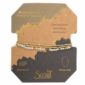 Scout Currated Wears Delicate Stone Wrap Bracelet/Necklace SDW Amazonite/Gold