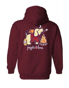 Puppie Love Camping Pup Hoodie M Maroon