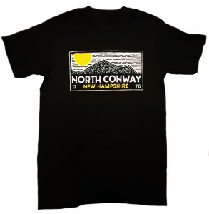 Brew City North Conway NH Wood Block Print T-Shirt 2X Black