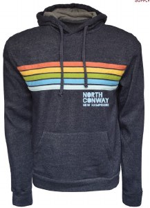 Brew City Rainbow Happy Stripe Hoodie M Heather Navy