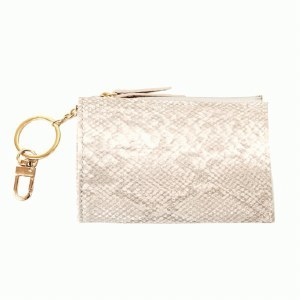 Joy Susan Keychain Cardholder  Pearl White Python