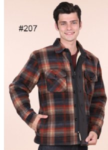 Maxxsell Apparel Sherpa Lined Flannel Shirt Jacket M Brown/Blue