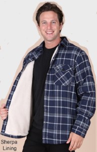 Maxxsell Apparel Sherpa Lined Flannel Button Down Shirt Jacket L Iron Blue