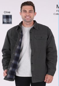 Maxxsell Apparel Flannel Lined Cotton Shirt Jacket M Olive