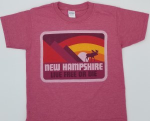 Woods &amp; Sea New Hampshire Moose &amp; Mountain Youth Tee X-Small Red