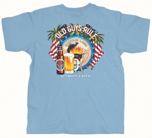 Old Guys Rule Red White &amp; Brew S/S M Blue