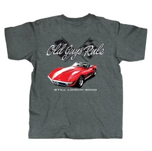 Old Guys Rule GM Red Corvette Tee XL Graphite Heather