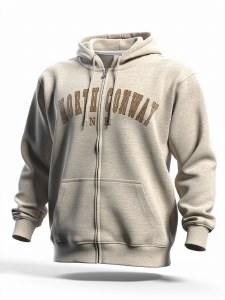 Luba Designs Nantucket Fleece Embroidered Full Zip Hoodie S Oatmeal