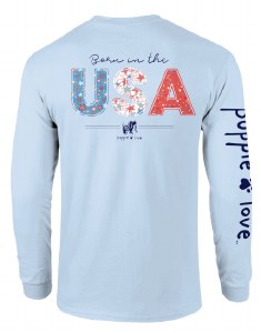 Puppie Love Born In The USA L/S Tee L Light Blue