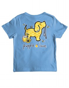 Puppie Love Honey Bee Youth Shirt 6-8 Carolina Blue