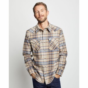 Pendleton Men's Plaid Snap-Front Western Canyon Shirt L Brown/Blue/Gold Multi