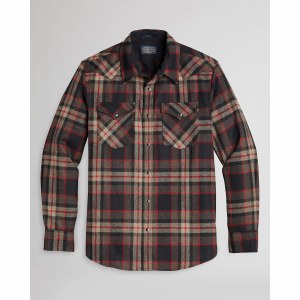 Pendleton Men's Plaid Snap-Front Western Canyon Shirt M Brown Mix Block Plaid