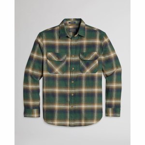 Pendleton Men's Burnside Double-Brushed Flannel Shirt 2X Green/Navy/Olive Plaid