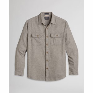 Pendleton Men's Burnside Double-Brushed Flannel Shirt XL Tan/Black Heather