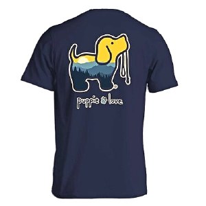 Puppie Love Mountain Landscape Pup XL Navy Blue