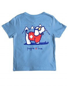 Puppie Love Ski Pup Youth S/S Tee 14-16 Carolina Blue