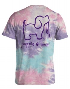 Puppie Love Tie Dye Pup Short Sleeve Adult Tee 2XL Cotton Candy