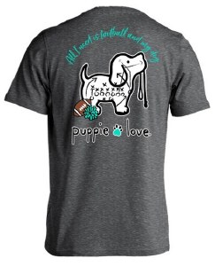 Puppie Love Football and My Dog T-Shirt XL Dark Heather