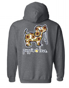 Puppie Love Sunflower Pup Hoodie S Dark Heather