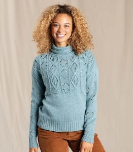 Toad &amp; Co  Tupelo 2 Cable Sweater SM Blue Slate
