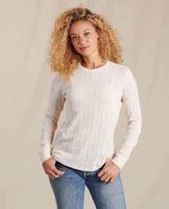 Toad &amp; Co  Foothill Pointelle Long-Sleeve Crew M Salt