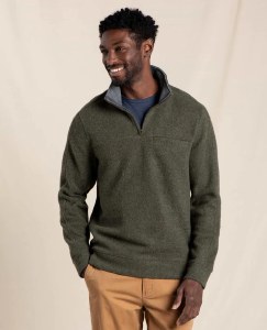 Toad & Co  Kennicott 1/4 Zip Sweater L Beetle
