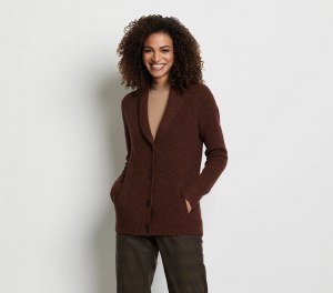 Pendleton Shawl Collar Shetland Cardigan SM Brown Heather