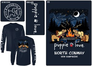 Puppie Love NH Campfire Ring Pup North Conway, New Hampshire Long Sleeve S Navy
