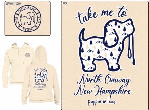 Puppie Love NH Icons Pup North Conway, New Hampshire Adult Hoodie S Sweet Cream Heather
