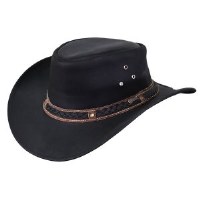 Outback Trading Company Waga Wagga Leather Hat Small Black