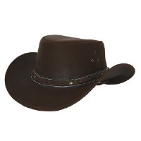 Outback Trading Company Waga Wagga Leather Hat Small Chocolate