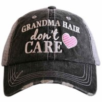 KATYDID Grandma Hair Don't Care Women's Trucker Cap One Size Grey/Hot Pink