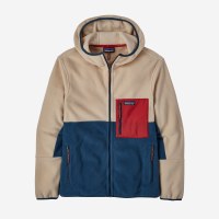 Patagonia Men's Microdini Hoodie MD Tidepool Blue with Oar Tan