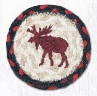 Earth Rugs Moose Coaster 5" Red