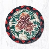 Earth Rugs Pinecone Coaster 5" Red