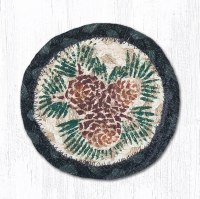 Earth Rugs Pinecone Coaster 5" Black