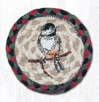 Earth Rugs Chickadee Coaster 5" Red/Green