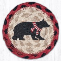 Earth Rugs Red Scarf Bear Coaster 5" Red